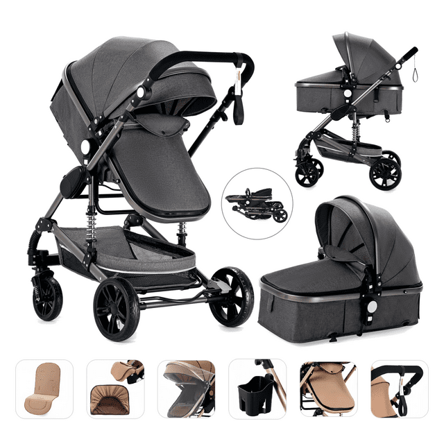 Magic Zc High Landscape Baby Stroller with Bassinet,Folding Pushchair for 0-36 months,Lightweight,Grey Magic ZC