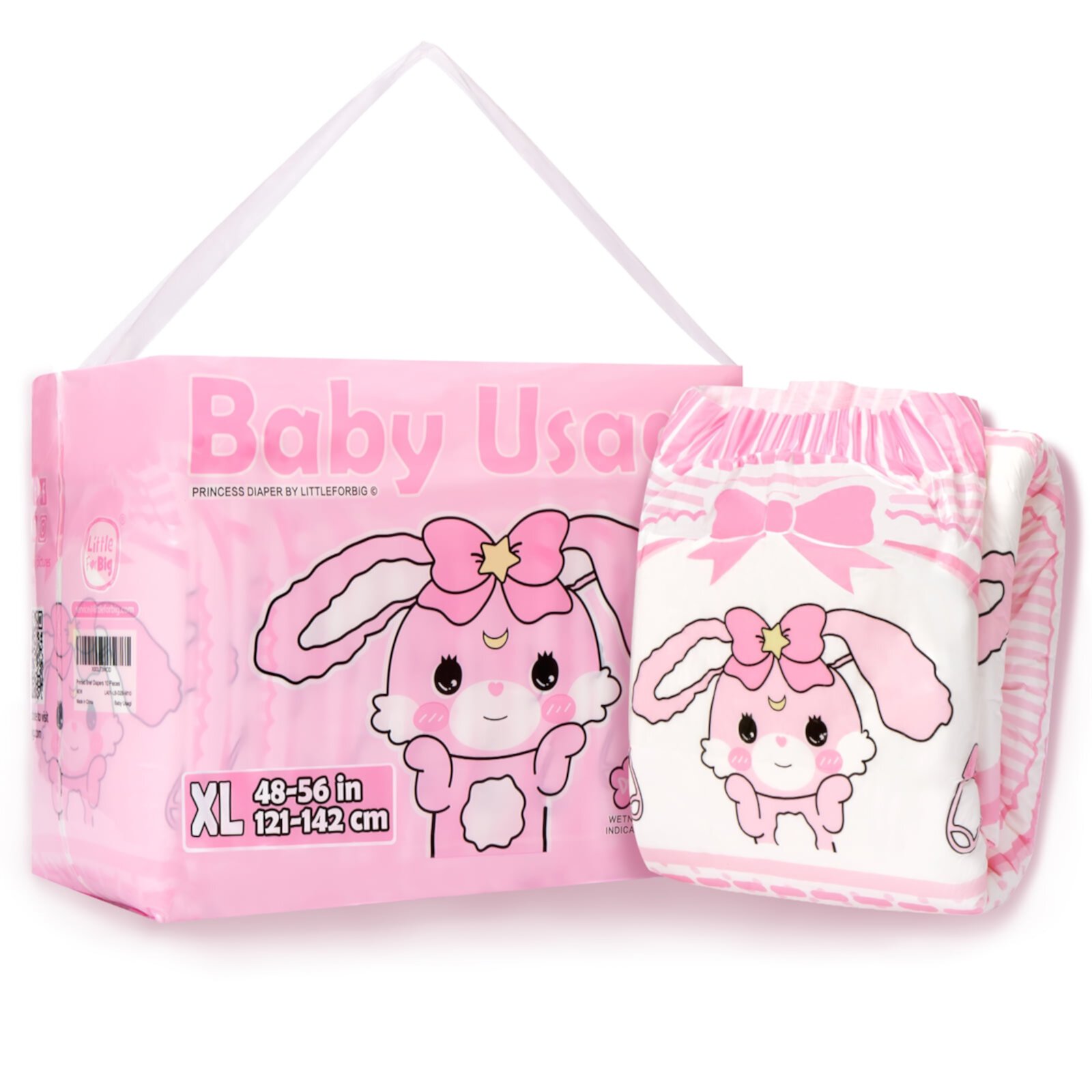 Подгузники для взрослых с рисунком, 10 штук - Baby Usagi (Размер M 71-97 см) Littleforbig