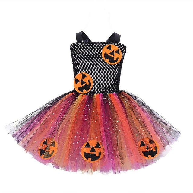 GEZHEN Halloween Dress for Girls Girls Halloween Pumpkin Dress Performance Clothes Holiday Party Cos Play Clothes Girls Halloween Clothes 11 Years GEZHEN