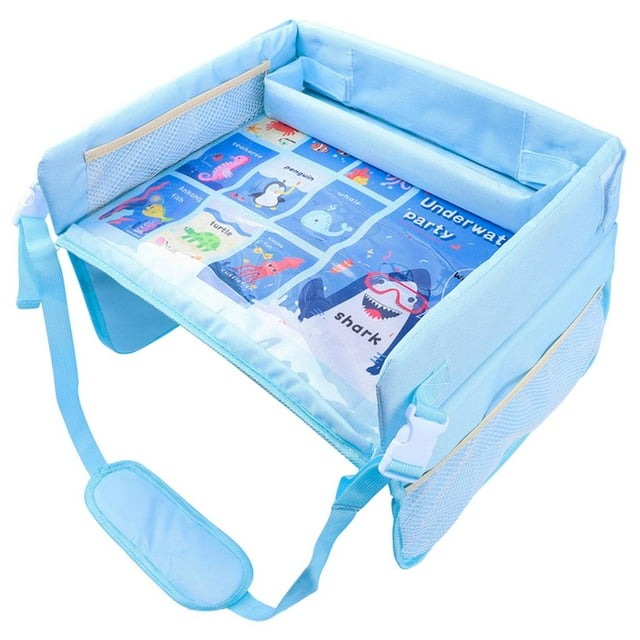 Multifunction Kids Car Seat Tray Foldable Car Seat Train Portable Traveling Play Pockets Carseat - Hellery