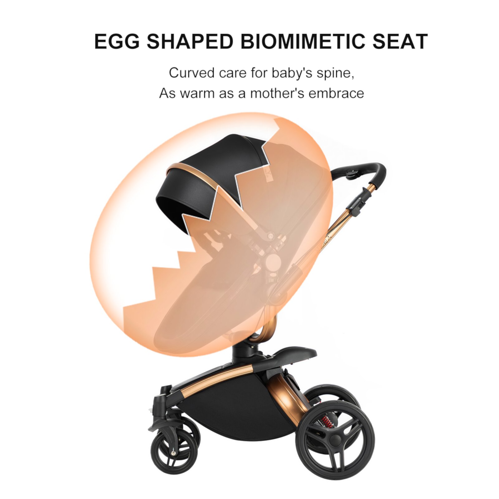 Magic ZC 360 Rotate Toddler Stroller,2 in 1 Baby Stroller with Bassinet Combo,Light Luxury PU Leather,Eggshell,BLACK Magic ZC