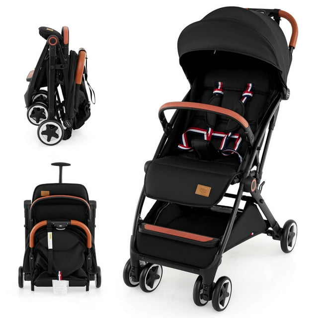 Babyjoy Lightweight Baby Stroller Aluminium Frame with Net for Travel Black Visit the Costway Store