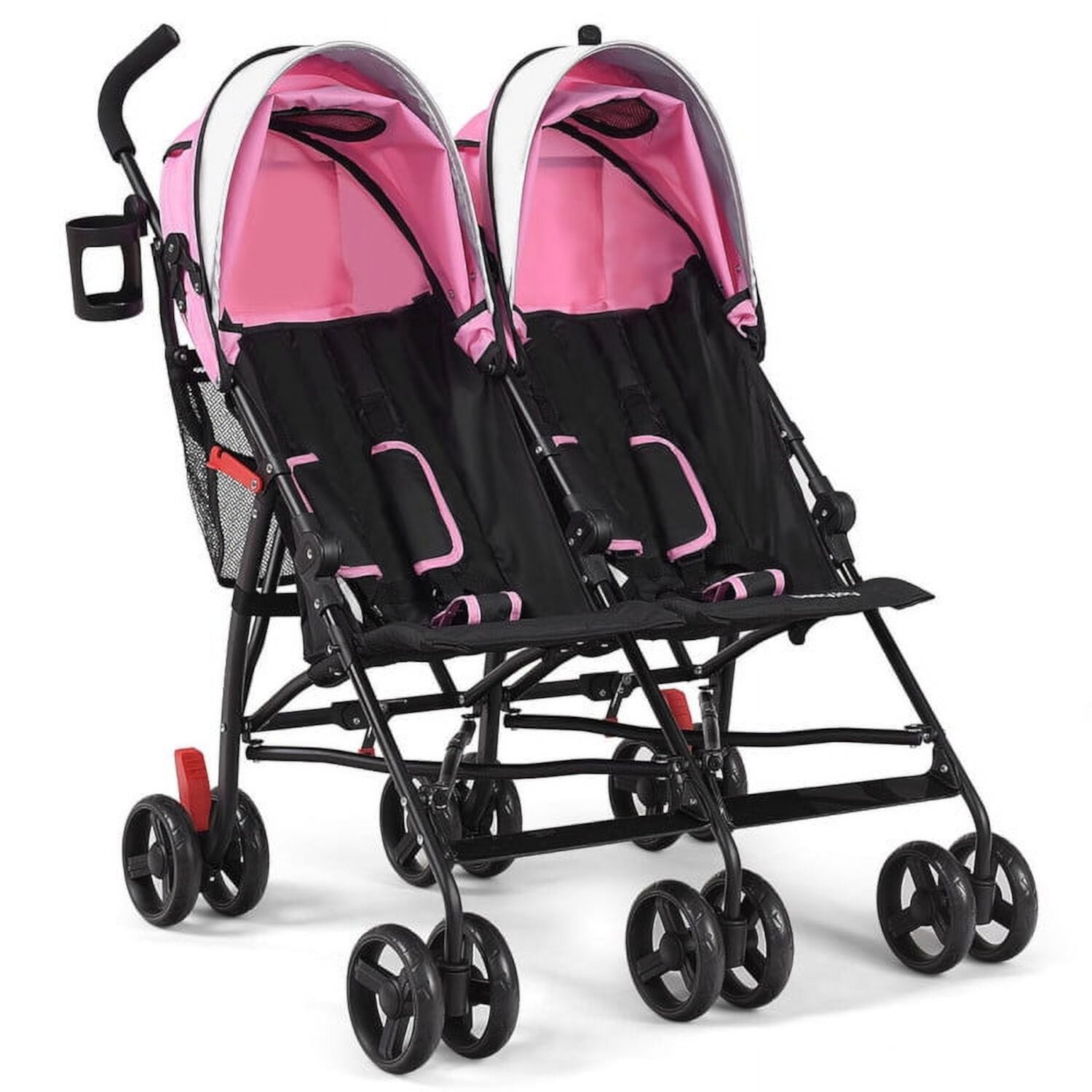 GVN Foldable Twin Baby Double Stroller Ultralight Umbrella Kids Stroller-Pink, Summer Stroller for Infant & Toddler GVN