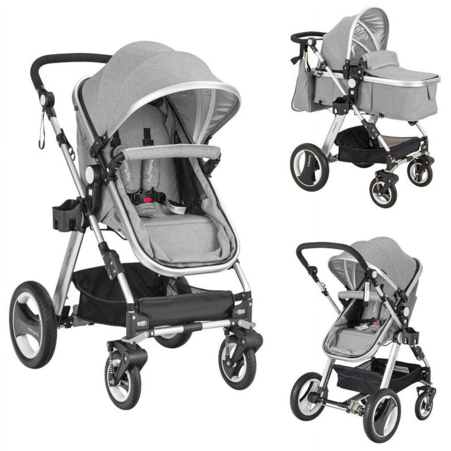 Kadyn Baby Stroller, Infant Carriage Bassinet Stroller,Folding Aluminum Baby Stroller Baby Jogger with Diaper Bag-Gray Kadyn