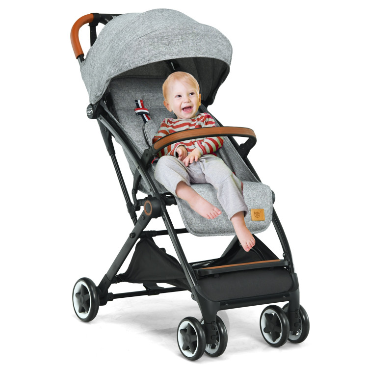 GVN Lightweight Aluminium Frame Baby Stroller with Net-Gray, Summer Stroller for Infant & Toddler GVN