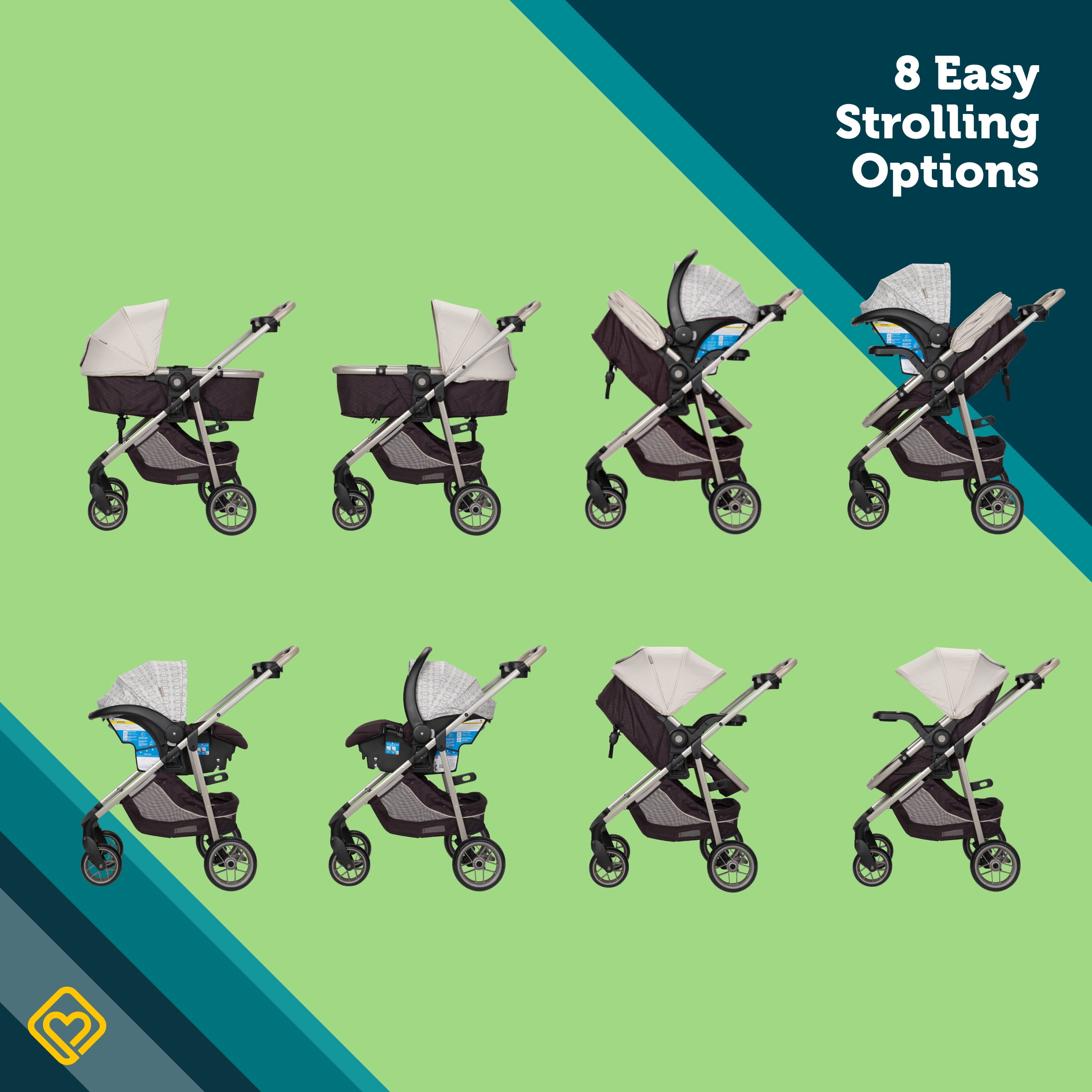 Safety 1st Deluxe Grow and Go Flex 8-in-1 Travel System, High Street, Infant Safety 1st