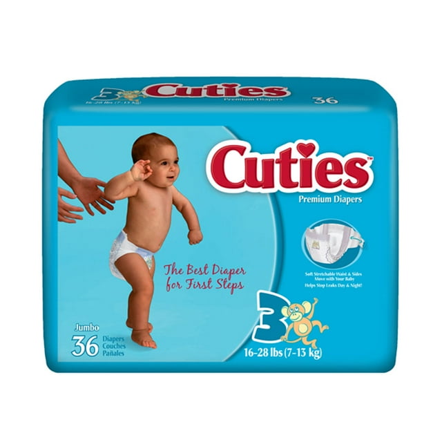 Cuties CR3001 Size 3 Baby Diapers-144/Case Cuties