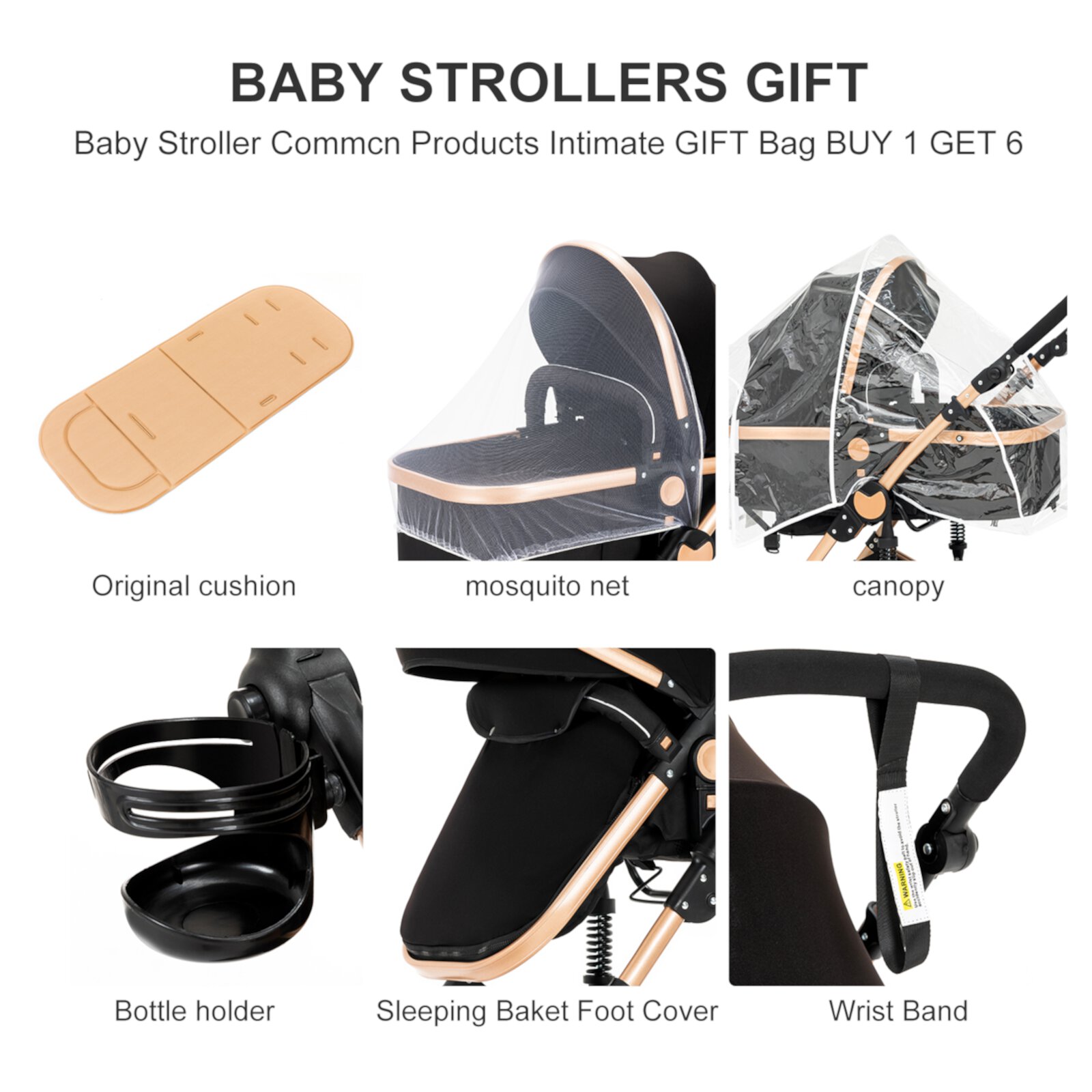 Baby Stroller 2-in-1 Travel System with Bassinet,Adjustable Pram,Unisex,Black Magic-Zc