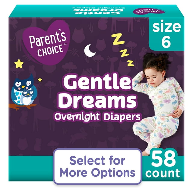 Parent's Choice Gentle Dreams Overnight Diapers, Size 6, 58 Count Parent's Choice