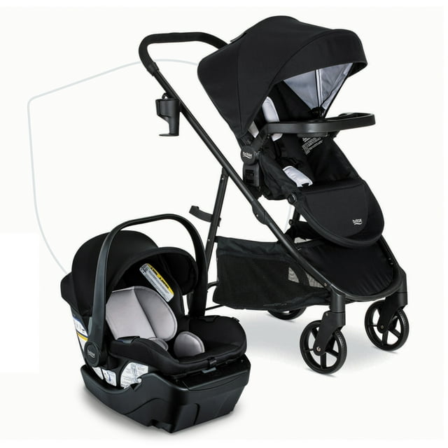 Britax Willow Brook Baby Travel System, Infant Car Seat and Stroller Combo, Onyx Glacier Britax