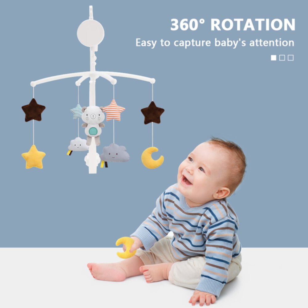 Anself Musical Baby Crib Mobile with Hanging Rotating Toys Infant Bed Decoration for Baby Boys Girls Anself