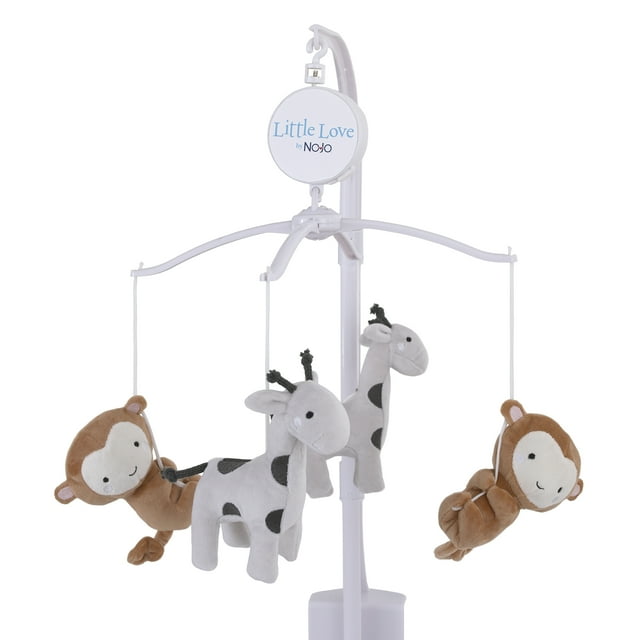 Little Love by NoJo Jungle Ride Grey Monkey, Giraffe, Musical Mobile, Infant Unisex Nursery Little Love by NoJo