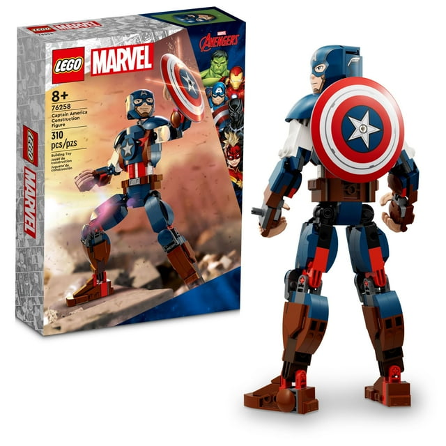 LEGO Marvel Captain America Construction Figure 76258 Buildable Marvel Action Figure, Posable Marvel Collectible with Attachable Shield for Play and Display, Avengers Toy for Boys and Girls Ages 8-12 Lego