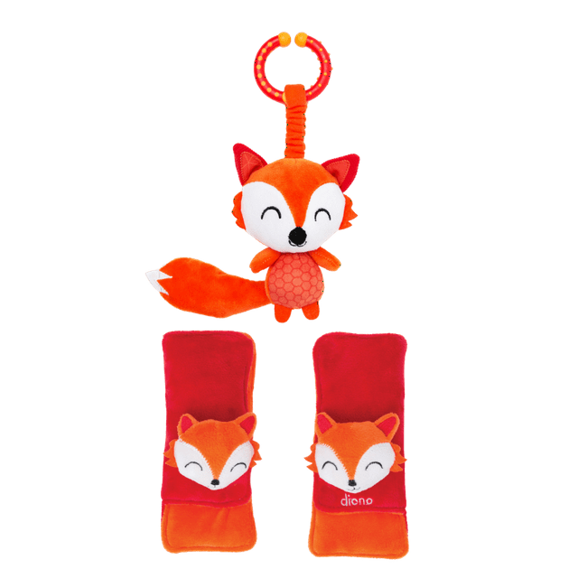 Diono Baby Harness Straps & Character Toy, 2 Pack Shoulder Pads, Fox Diono