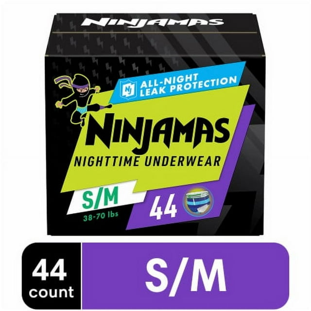 2X - Ninjamas Nighttime Bedwetting Underwear Boys S/M (38-70 lbs) Pampers