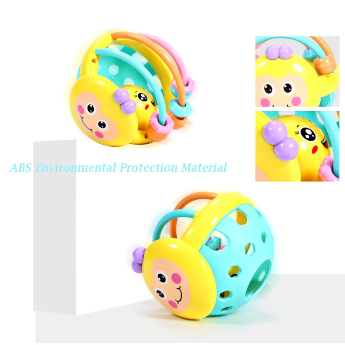 SDJMa Kids Early Educational Rattles Ball Toys Colorful Soft Hand Grasping Bell Fitness Rattle Infant Boys Girls Science Education Sensory Toy SDJMA