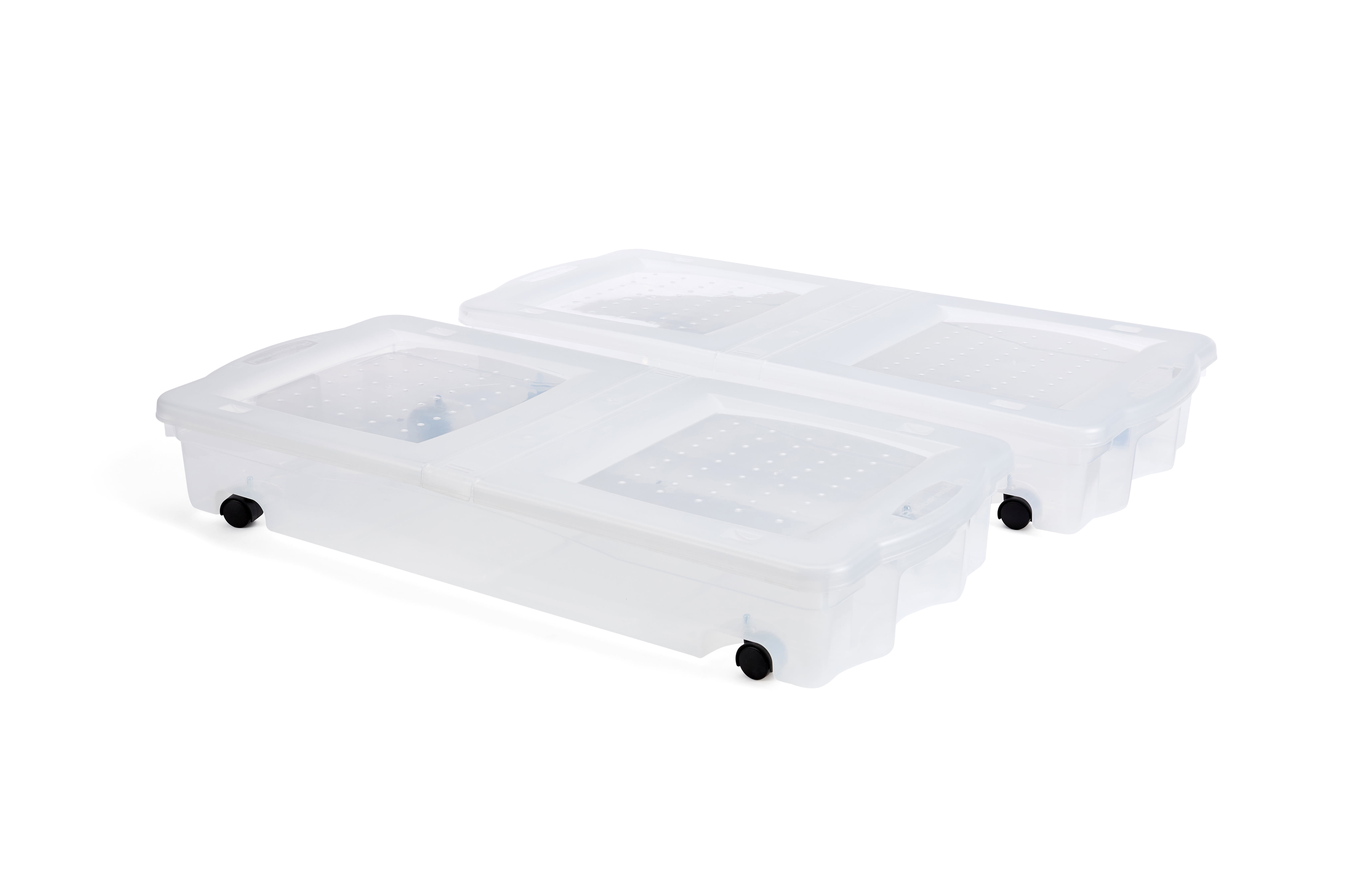 Rubbermaid 68 Qt Under the Bed Wheeled Storage Container w/ Lid, Clear 2 Pack Rubbermaid