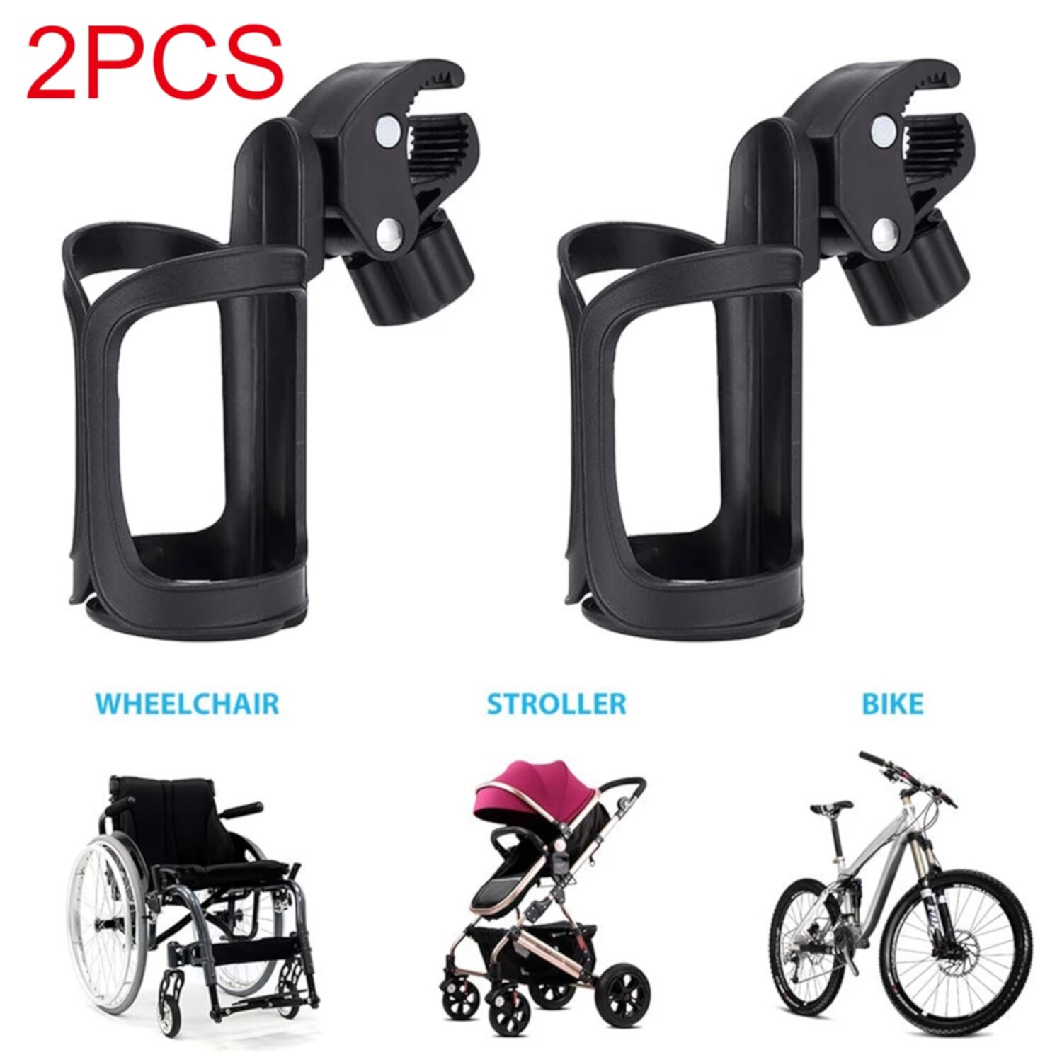 2Pack Universal Baby Stroller Cup Holder 360 Rotating Laidan