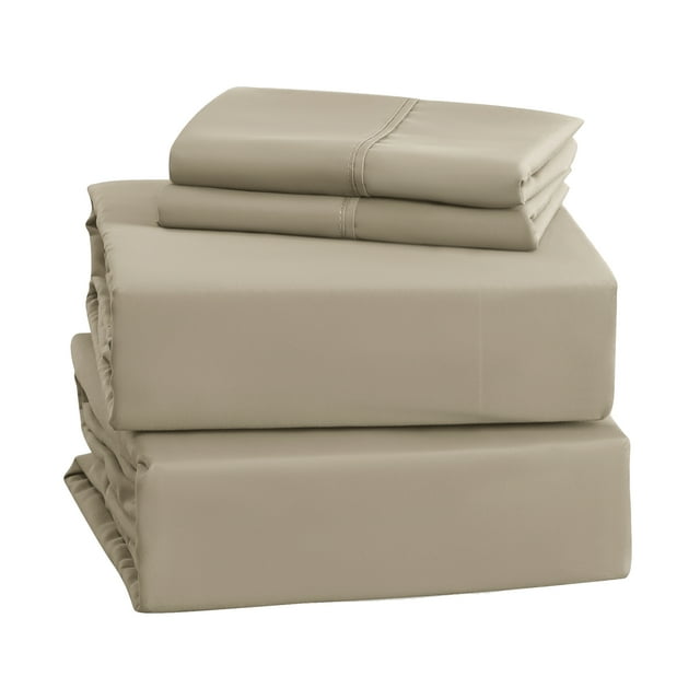 IR Imperial Rooms Queen Beige bed Sheet Sets, Microfiber Deep Pocket 1800 Series Brushed, 4 Piece IR Imperial Rooms