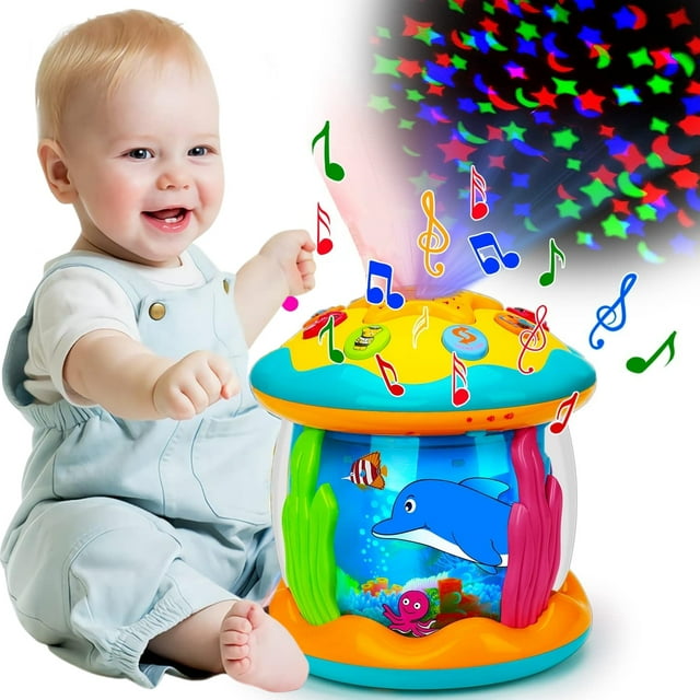 TYMZDYN Baby Toys 6 to 12 Months - Ocean Rotating Light Up Musical Crawling Toy for Infants, Tummy Time Toys for 6-12 Months, 1 Year Old Boy Girl Gifts, Interactive Toddler Toy TYMZDYN