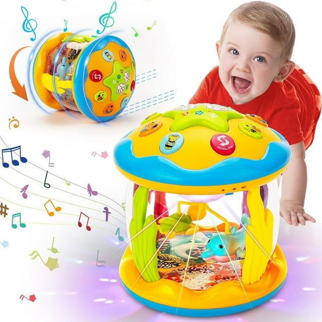 TYMZDYN Baby Toys 6 to 12 Months - Ocean Rotating Light Up Musical Crawling Toy for Infants, Tummy Time Toys for 6-12 Months, 1 Year Old Boy Girl Gifts, Interactive Toddler Toy TYMZDYN