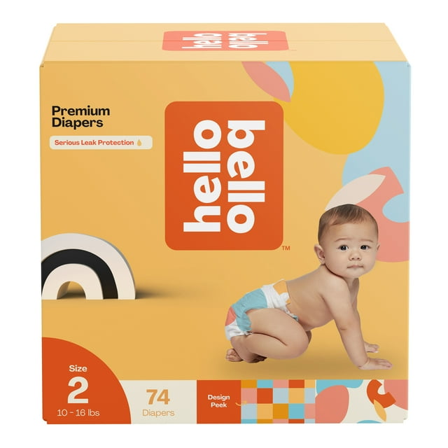 Hello Bello Premium Baby Diapers, Infant Size 2 Honeysuckle 74ct (Select for More Options) Hello Bello