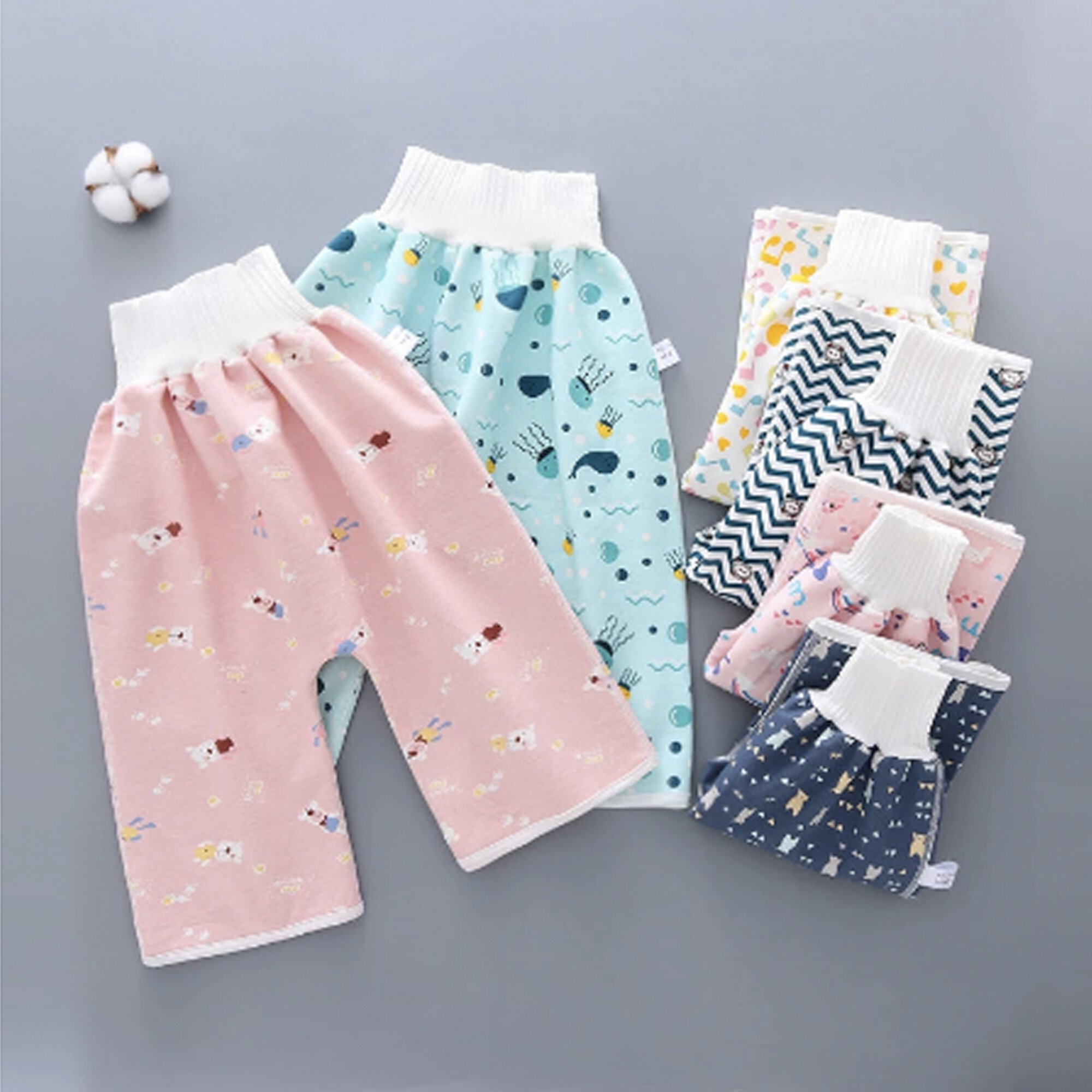 Reusable Diaper Cover Kids Skirt Floral Print High Waist Diaper Skirt Waterproof Diaper Pants for Girls and Boys Jkerther