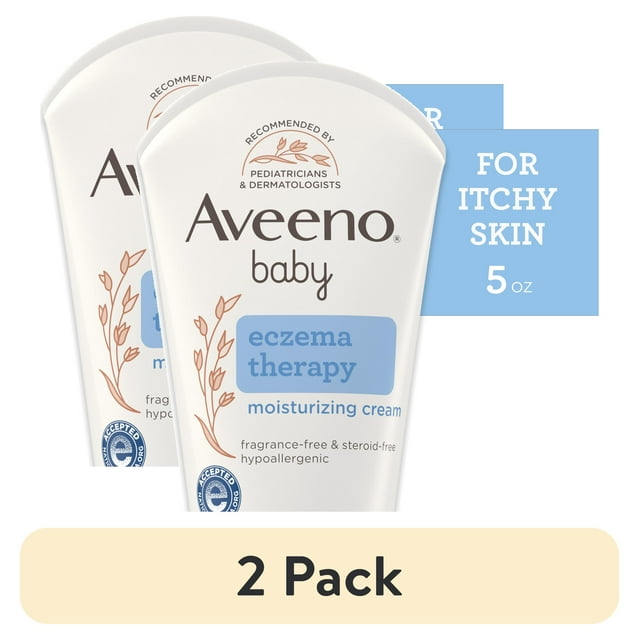 (2 pack) Aveeno Baby Eczema Therapy Moisturizing Cream Body Lotion with Oatmeal, 5 oz Aveeno