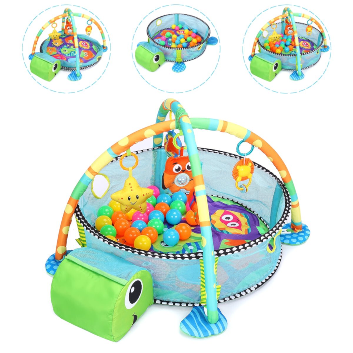 TEAYINGDE 3-in-1 Baby Gym and Play Mat, Baby Activity with Ocean Ball Sensory Toys, 0-36 Months TEAYINGDE