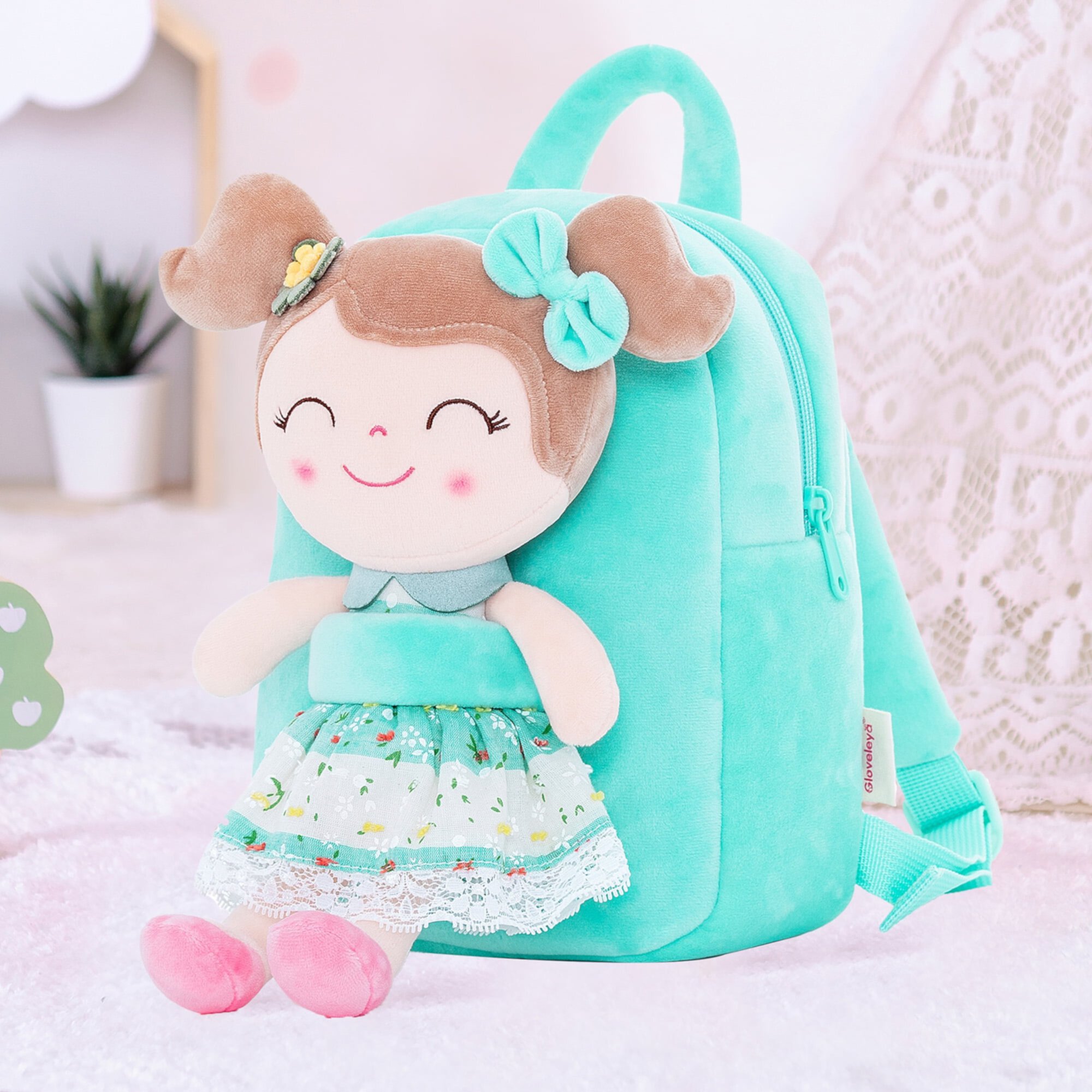 Gloveleya Toddler Backpack Kids Backpack Soft Plush Fox Girl Doll Backpacks 9" Gloveleya