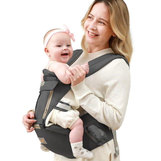 Grownsy 6 in 1 Baby Carrier with Removable Hip Seat, Ergonomic Backpack Style for Newborn to Toddler (7-66 lbs), Six Carrying Positions -Black GROWNSY