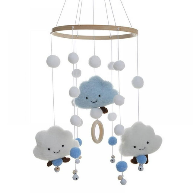 Baby Crib Mobile Wooden Wind Chime Bed Bell,Nursery Mobile Crib Bed Bell Baby Bedroom Ceiling Clouds Wind Chime Hanging Decor Amazingfashion