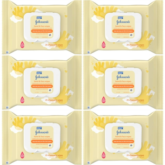 6 Pack Johnsons Baby Hand and Face Wipes, 25-count Each Visit the Johnson's Store