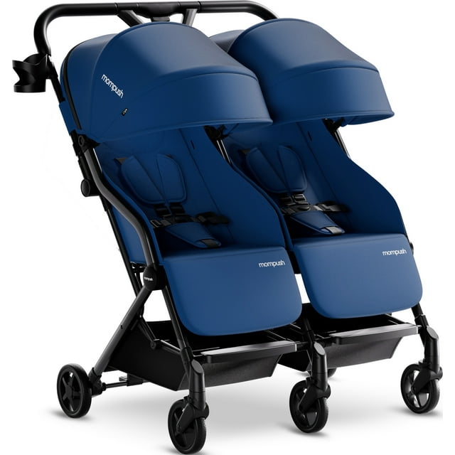 Mompush Lithe Double Stroller with Two Large Individual Side by Side Recline Seat, Navy, 24.5LB, Unisex Mompush