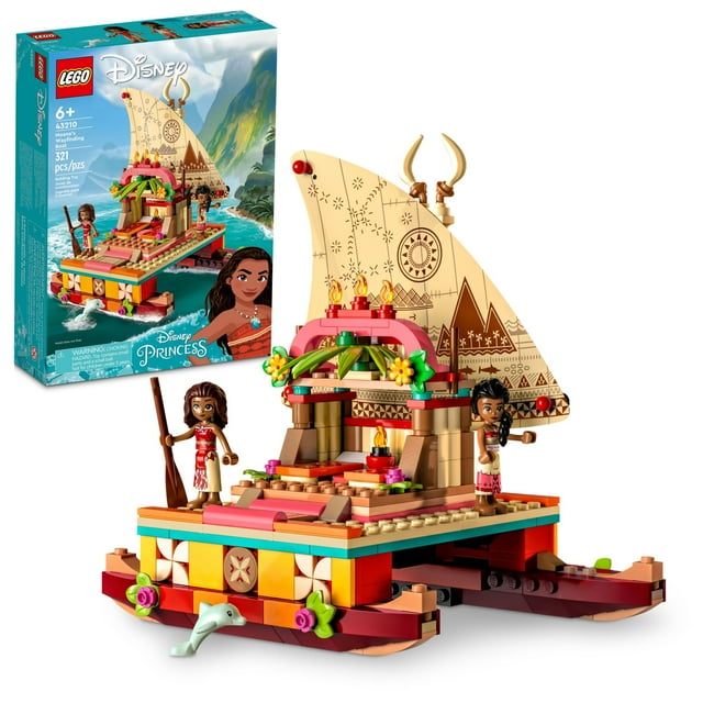 LEGO Disney Princess Moana's Wayfinding Boat 43210 Building Set - Moana and Sina Mini-Dolls, Dolphin Figure, Fun Movie Inspired Creative Toy for Boys, Girls, and Kids Ages 6+ Lego