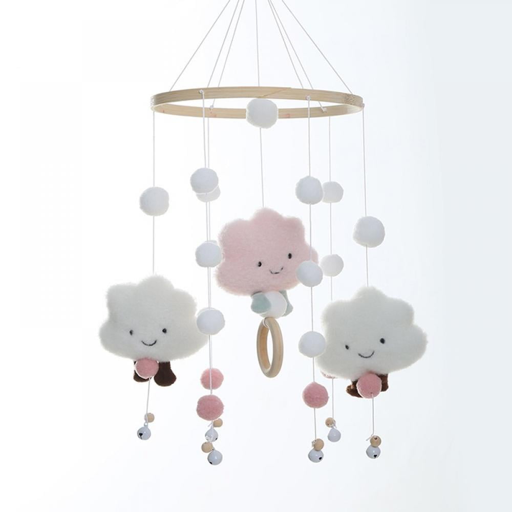 Baby Crib Mobile Wooden Wind Chime Bed Bell,Nursery Mobile Crib Bed Bell Baby Bedroom Ceiling Clouds Wind Chime Hanging Decor Color Profit Kids