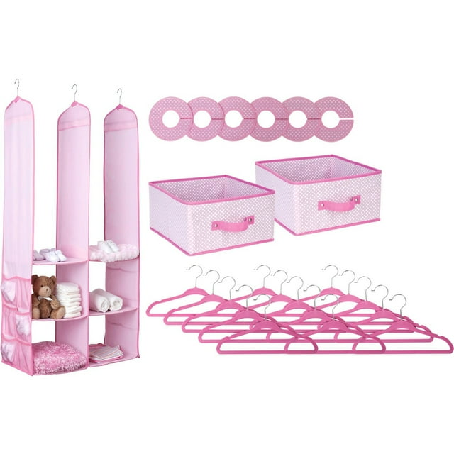 Delta Children 24-Piece Nursery Storage Set, Barely Pink Delta