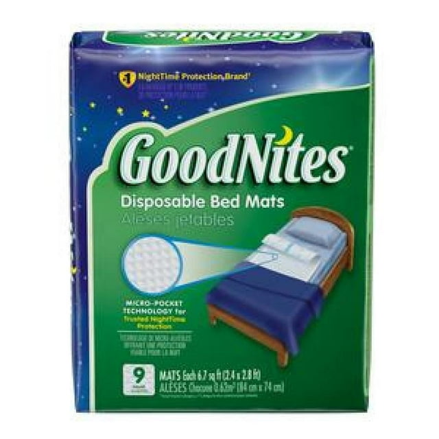 GoodNites Underpads, 30 Inches x 36 Inches, Super Absorbent Core, Heavy Absorbency, 9 Count GoodNites