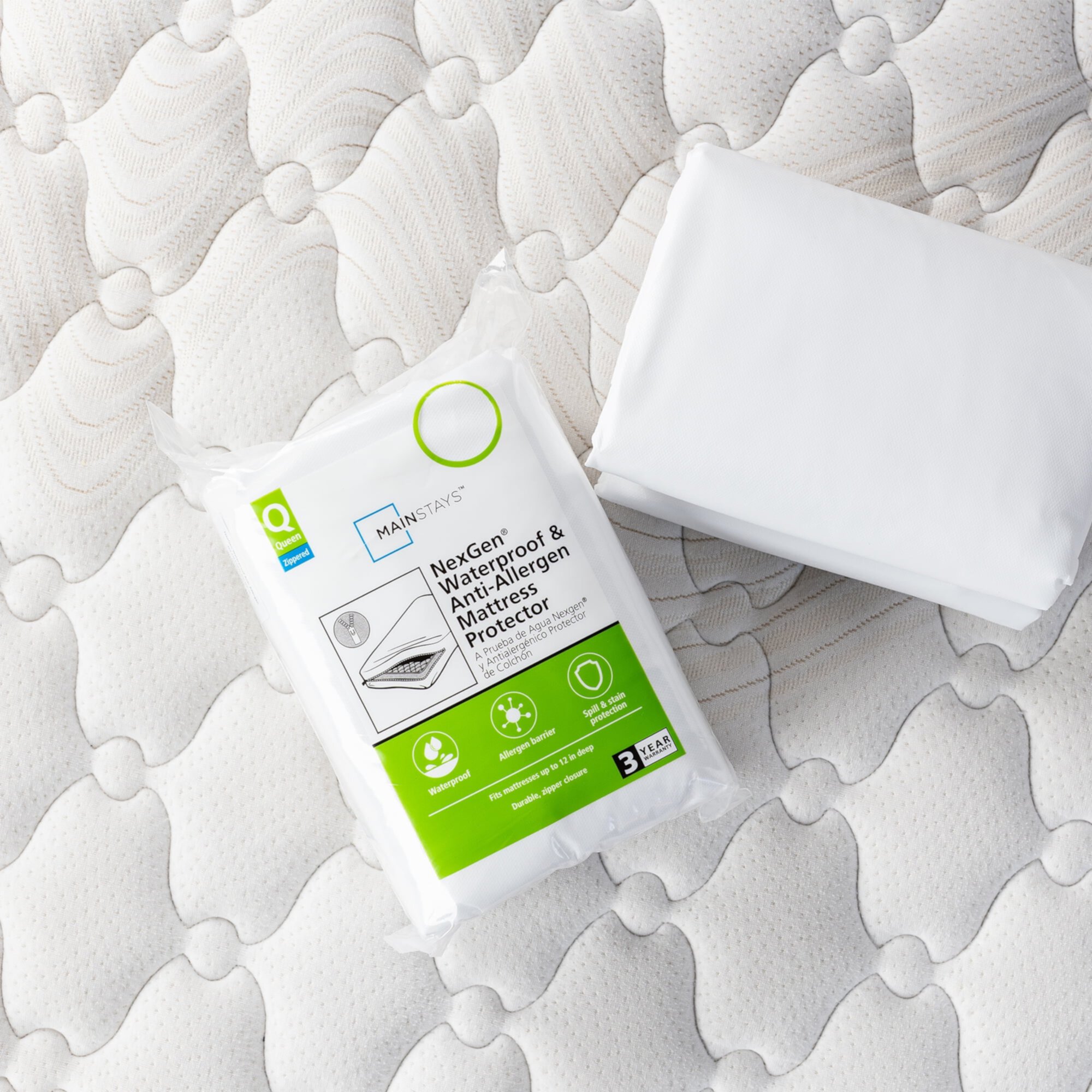 Mainstays NexGen Waterproof Anti-Allergen Zippered Mattress Protector, Twin Mainstays