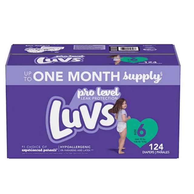 Luvs Pro Level Leak Protection Diapers (Size 6- 124 ct. "35+ lb." ) Luvs