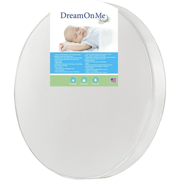 Dream on Me 4” Round Crib & Toddler Playmat Foam Mattress, Greenguard Gold Dream On Me