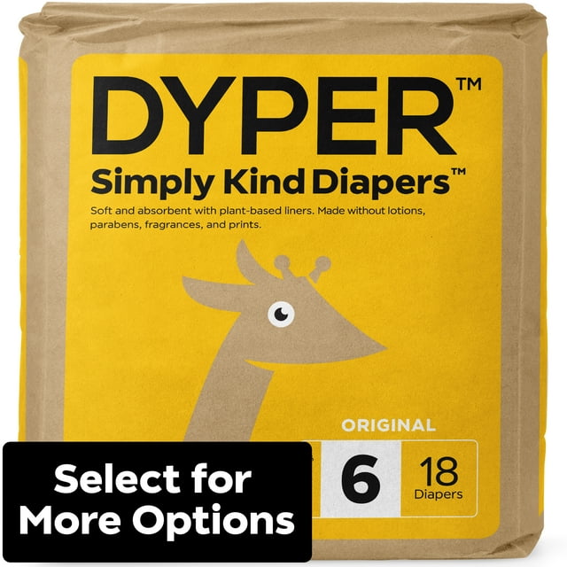 DYPER Simply Kind Diapers, Remarkably Soft, Size 6, 18 Count (Select For More Options) DYPER