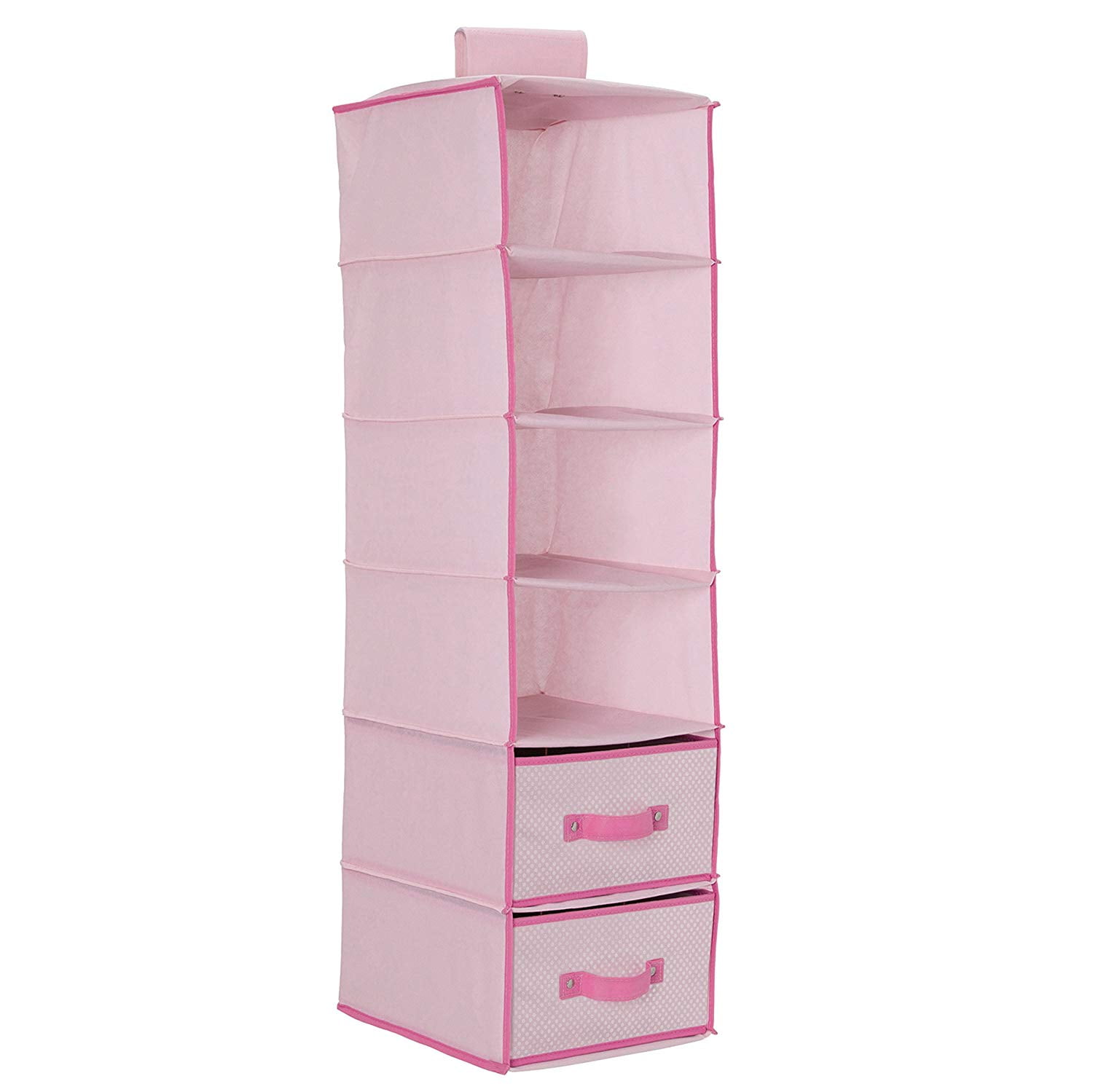 Delta Children 6-Shelf Hanging Storage Unit with 2 Drawers, Pink Delta Children