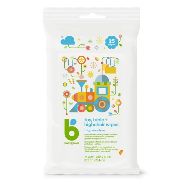 Babyganics Toy and Table Wipes, 25 ct Babyganics