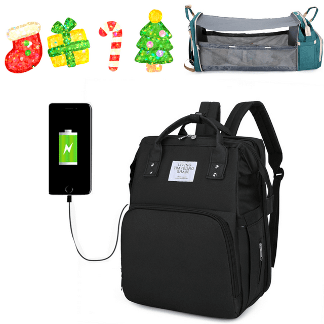 Waterproof Diaper Bag Backpack with Changing Station - USB Charging Port, Stroller Straps - for Boys and Girls - Threemushroom Threemushroom