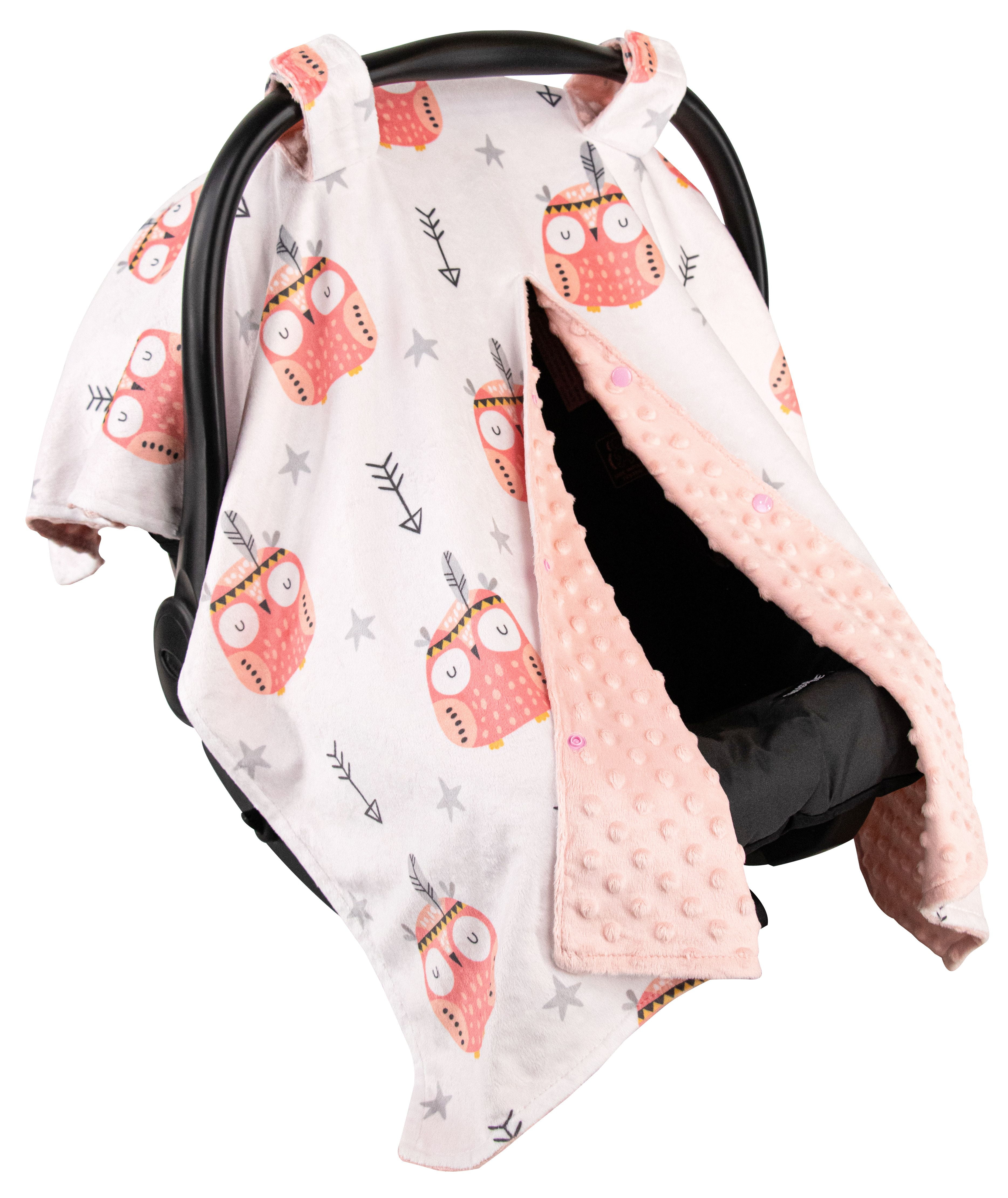 Top Tots Deluxe Minky Car Seat Canopy for Baby Boy or Girl, Grey White Arrows Top Tots