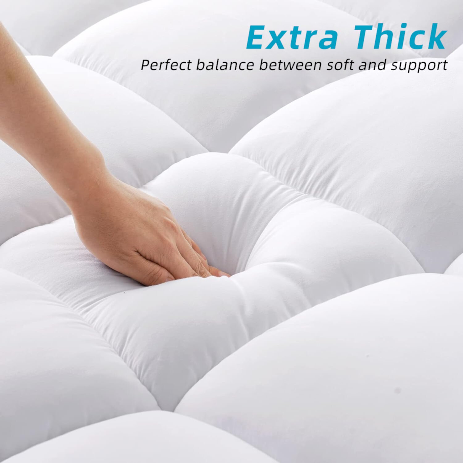 King Size Mattress Topper, Thick Quilted Fitted Mattress Pad Protector, Breathable Soft Quilt Topper Mattress Cover Stretches up 8-21" Deep Pocket, Machine Washable Cshidworld