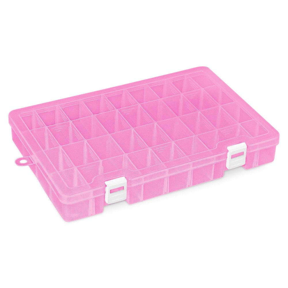 DUONER Plastic Bead Storage Organizer Box Divided Grids 18 Compartments Small Plastic Craft Storage Box with Compartments Bead Containers for Storage Jewelry Thread Earring Plastic Box, BluePink2White DUONER