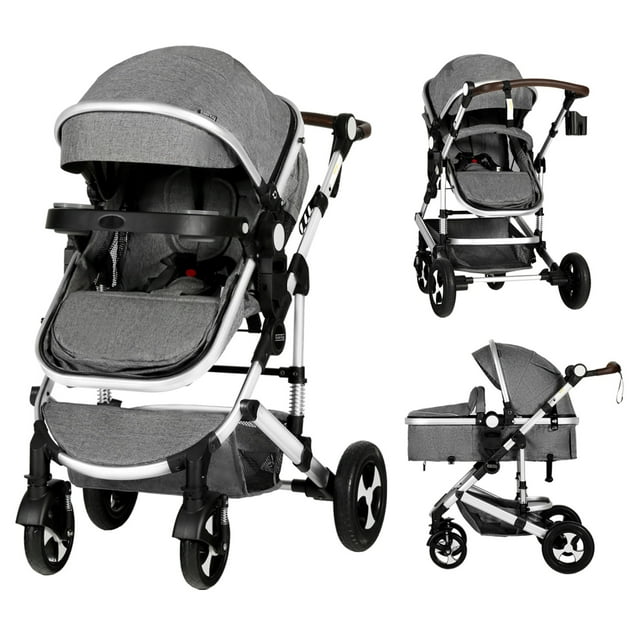 AILEEKISS 3 in 1 Baby Stroller Reversible Newborn Bassinet Stroller & Unisex Infant Carriage, Grey AILEEKISS