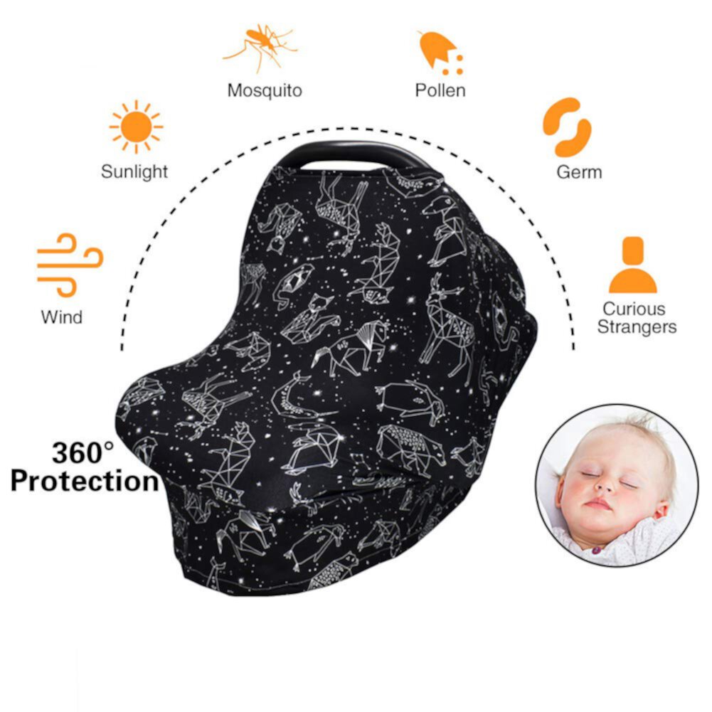 Nursing Cover Carseat Canopy, Rquite Car Seat Covers for Babies Mom Breastfeeding Scarf Infant Multi Use Cover Ups Rquite